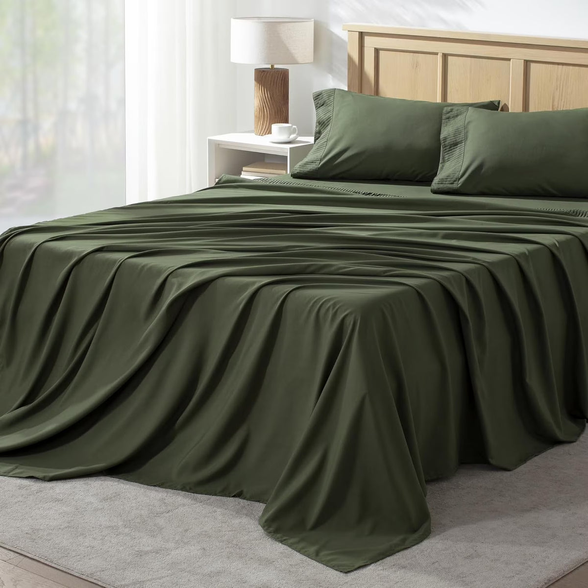 King Size 4 Pieces Microfiber Deep Pocket Bed Sheet Set R530