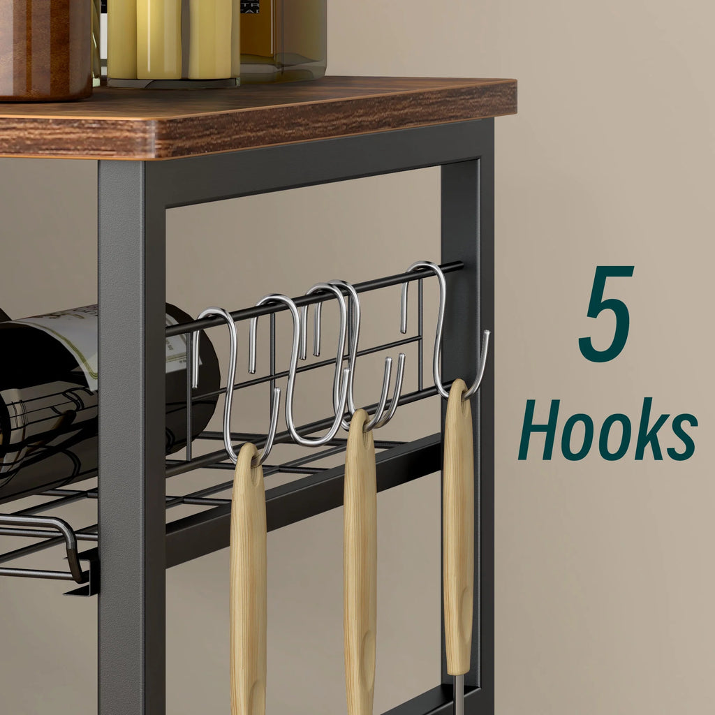 Vintage Brown 3-Tier Baker's Rack with Storage S4974