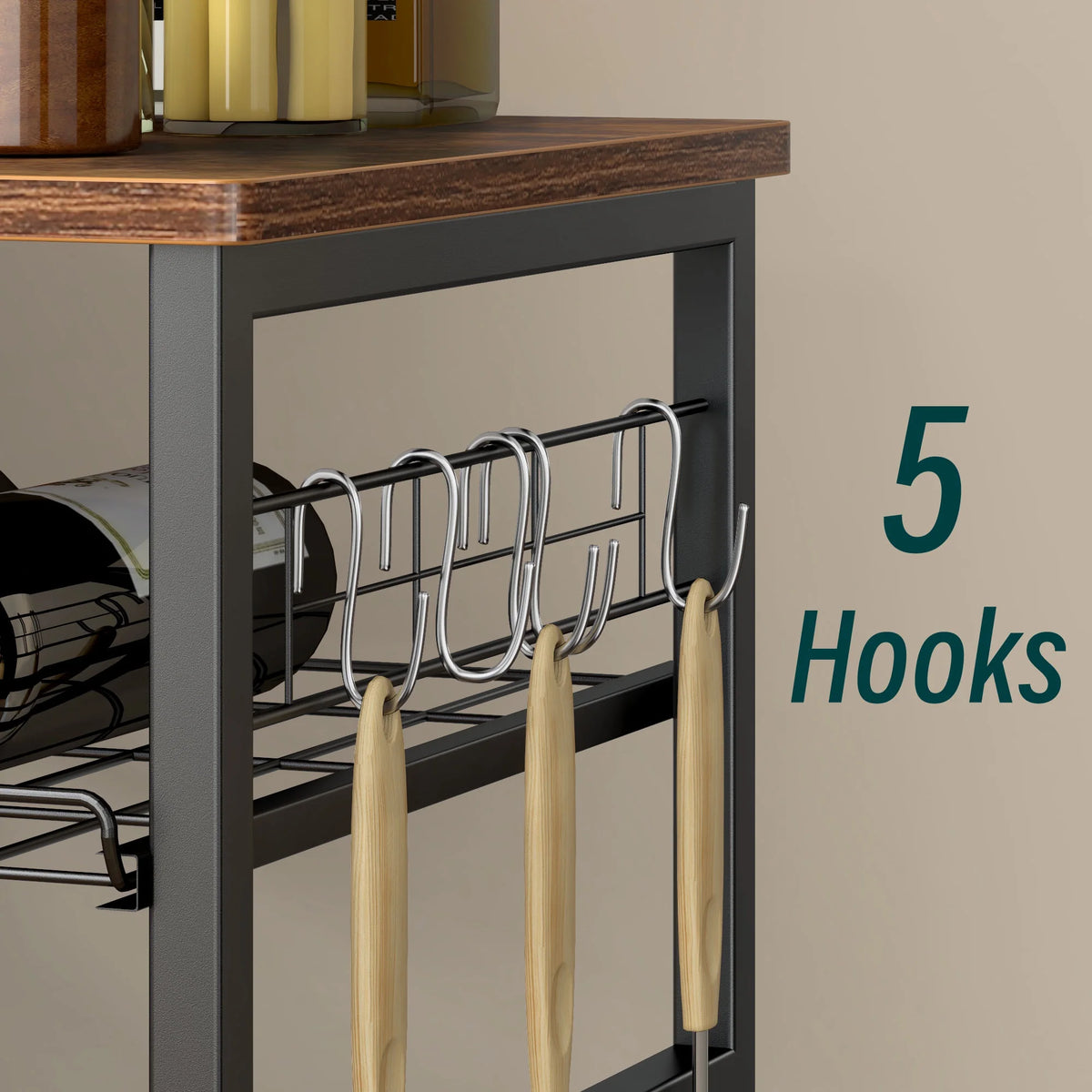 Vintage Brown 3-Tier Baker's Rack with Storage S4974