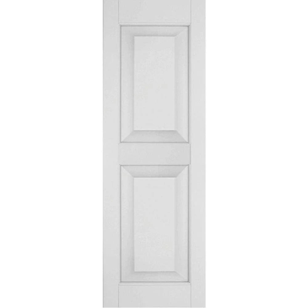 12 in. x 47 in. Primed Pine Raised Panel Shutters Pair O43372