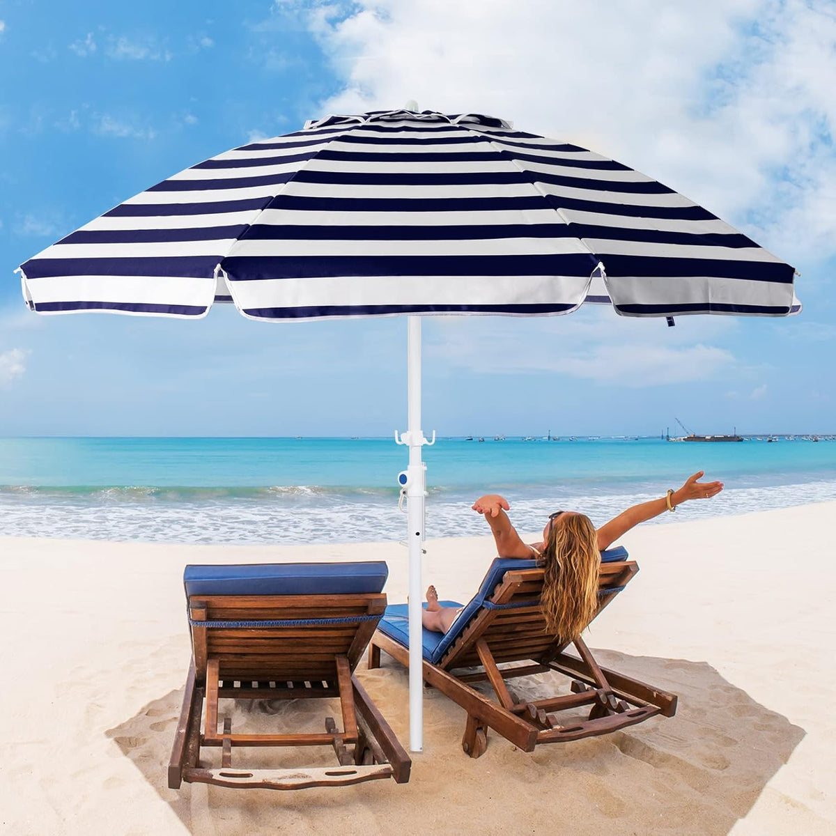 6.5FT Beach Umbrella with Carry Bag X12587