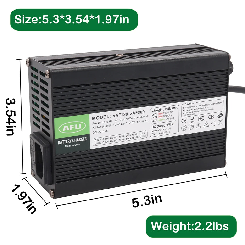50.4V 5A Smart Charger with Fan Aluminum Case D240