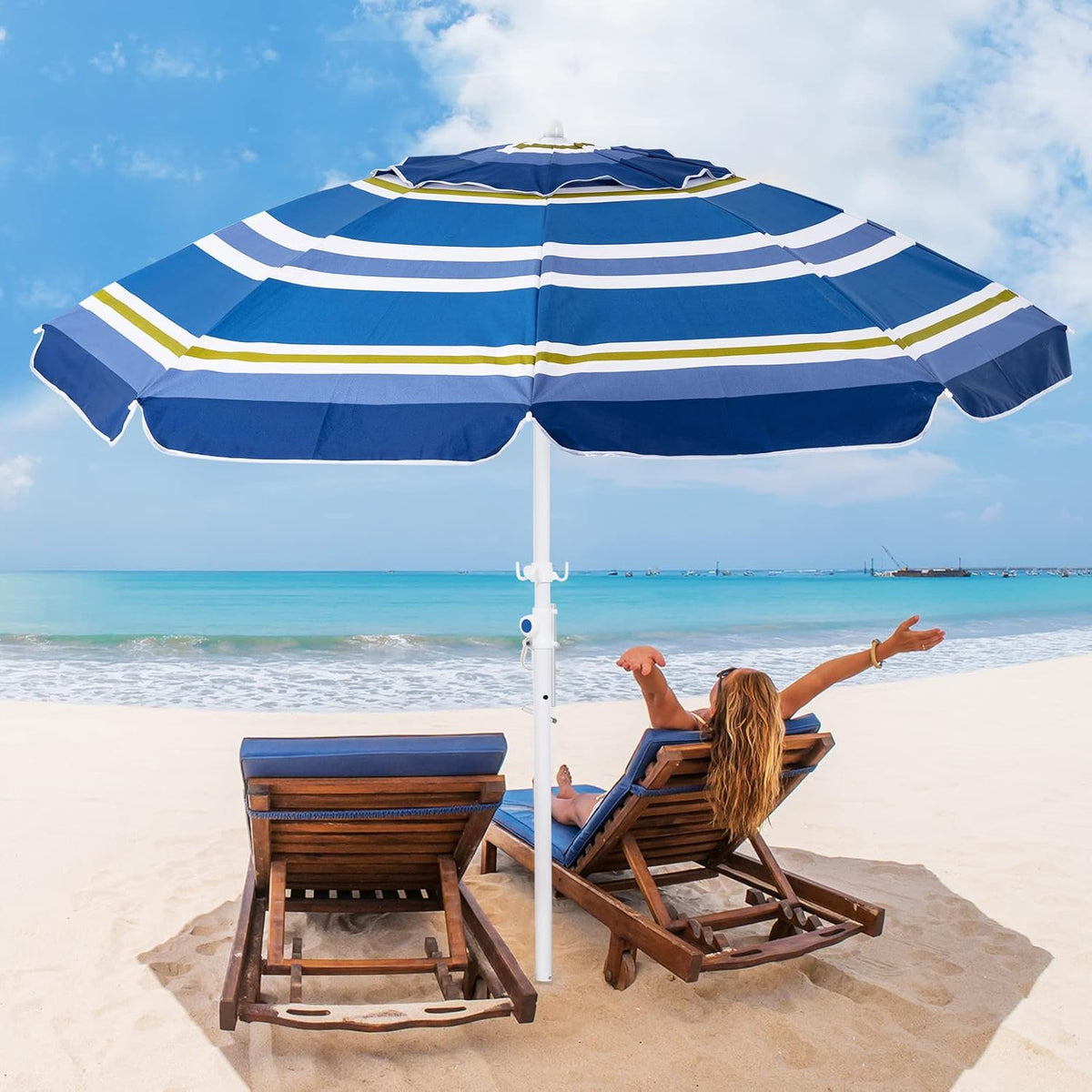 6.5FT Beach Umbrella with Carry Bag X12587