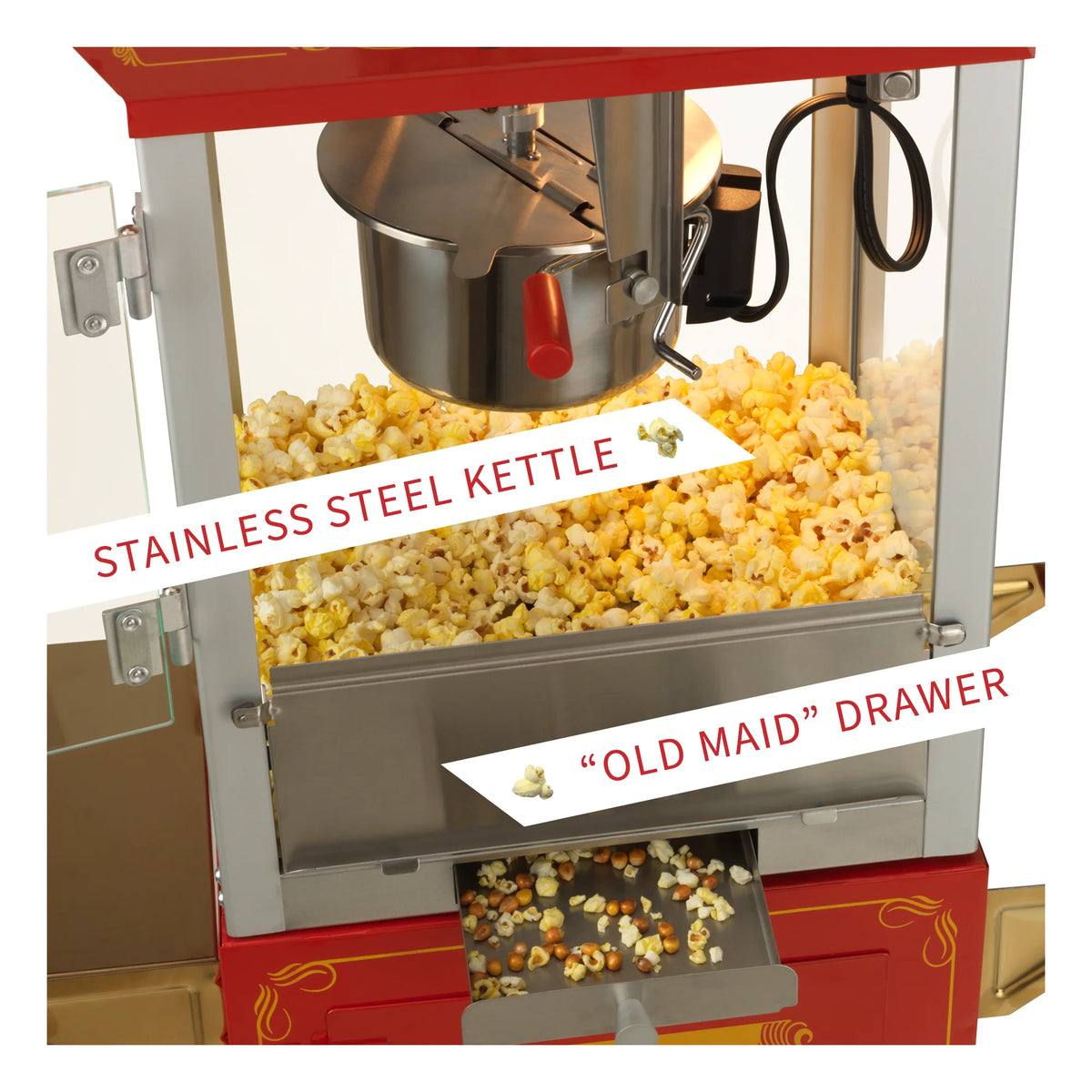 Red/Gold 8oz Popcorn Machine with Cart T94238