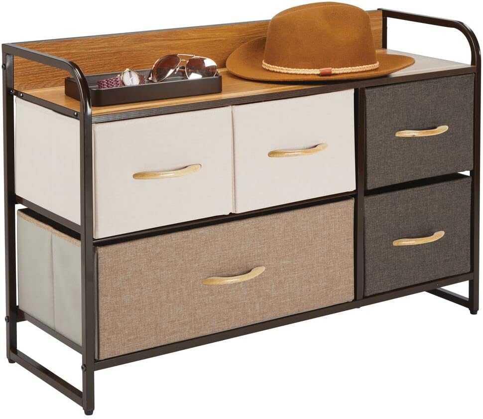 Charcoal Gray 5 Drawer Fabric Storage Dresser M1558