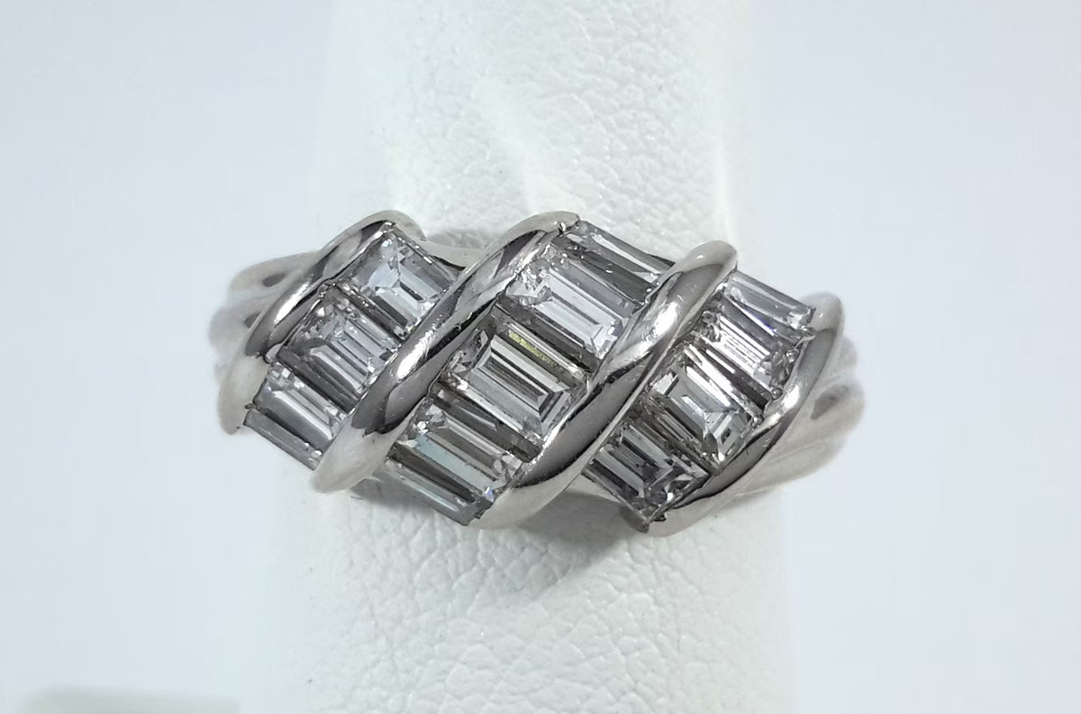 3 Row Baguette Diamond Ring P98265