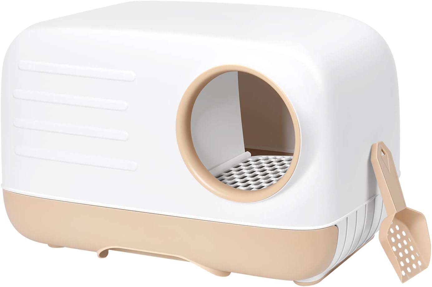 Fully Enclosed Cat Litter Box with Pull-Out Litter Tray and Litter Scoop G7396