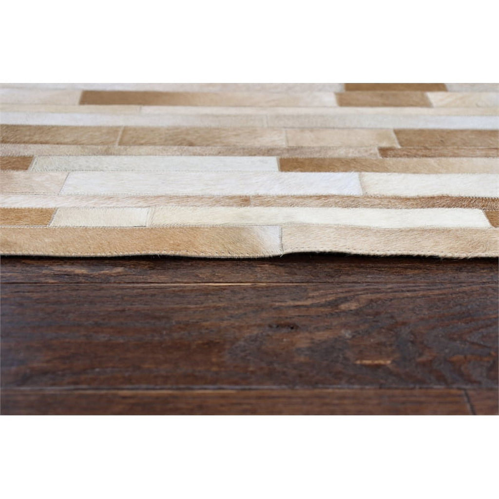 Camel Hair on Hide Leather Area Rug H808436