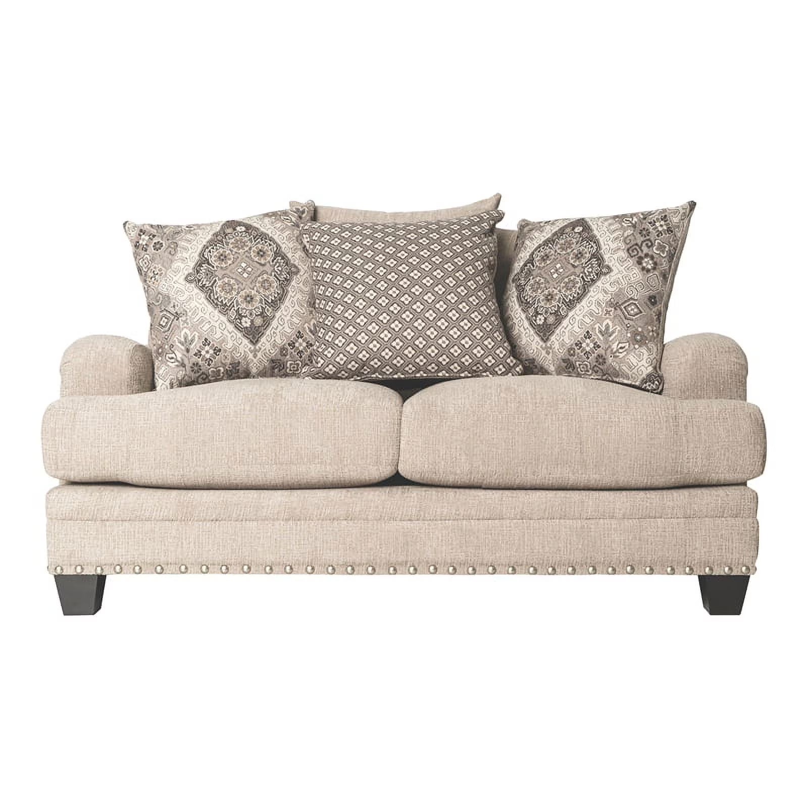 Brown Chenille Nail Head Loveseat M808