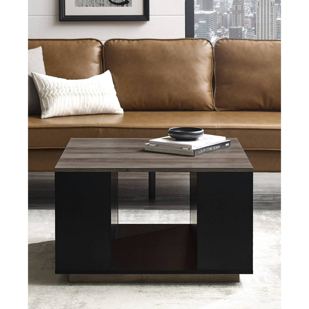 Solid Black/Gray Wash Square Storage Coffee Table Z45339