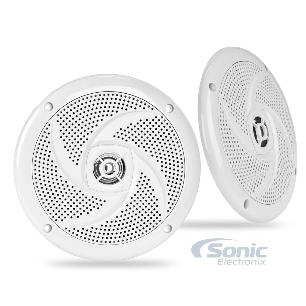 White 200W Shallow 6.5" Marine Speakers C5021