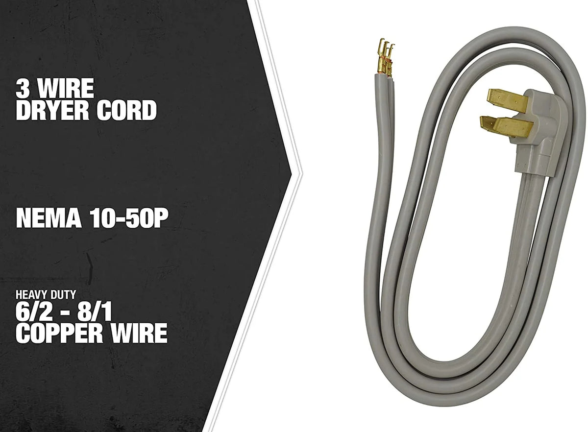 6' 50-Amp 3-Wire Range Power Cord S8722