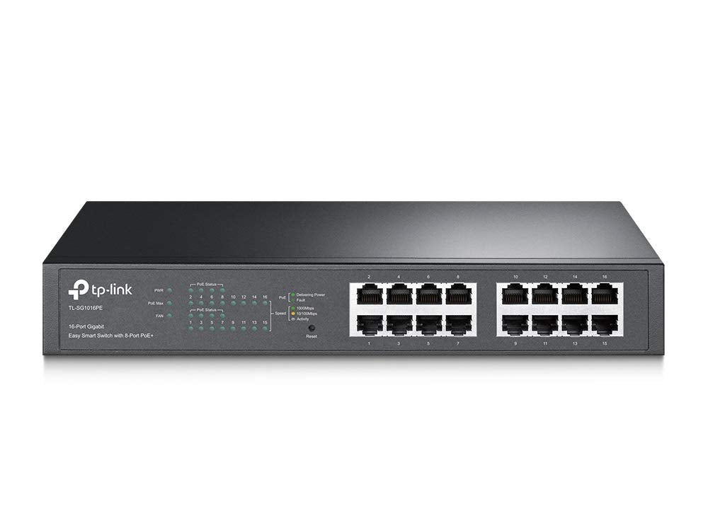16 Port Gigabit PoE Switch, 8 PoE+ Ports, 150W, Metal Z7587