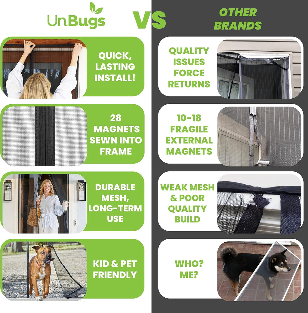Fiberglass Mesh Magnetic Screen Door for 2 Car Garage U665017
