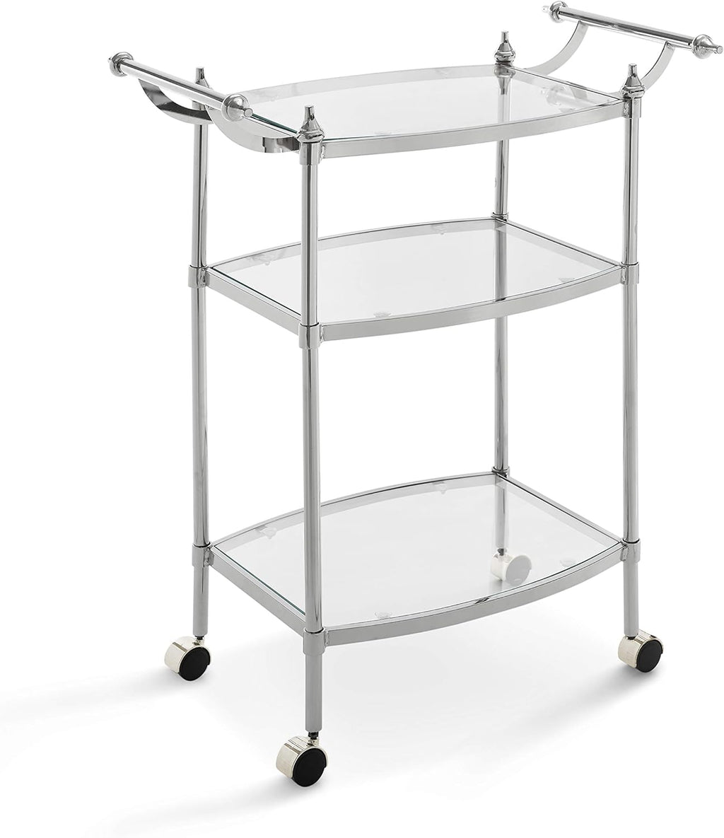 Chrome and Clear Glass Mobile Bar Cart X6640