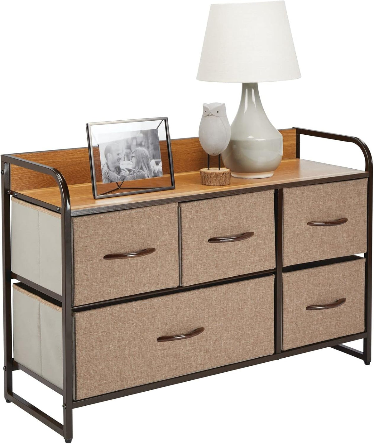 Charcoal Gray 5 Drawer Fabric Storage Dresser M1558