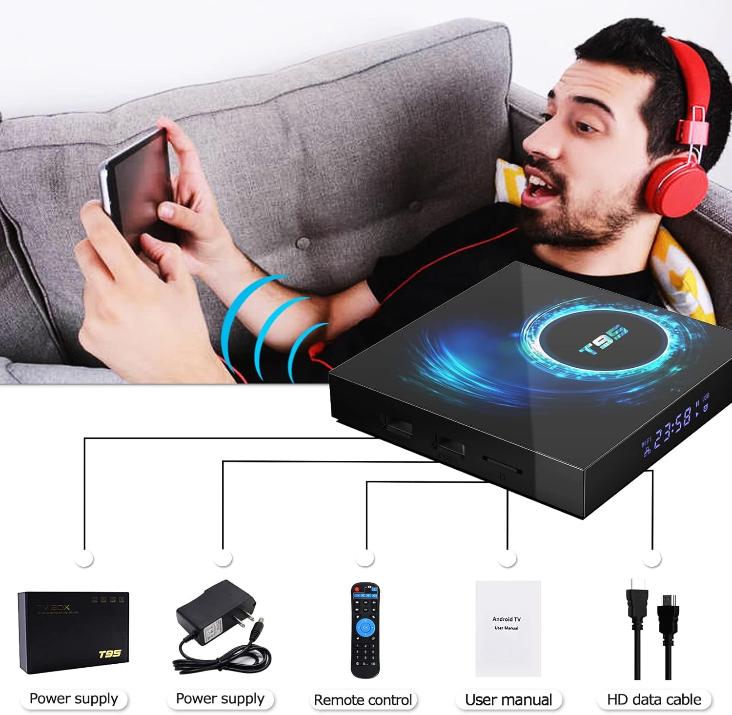 4GB RAM 128GB ROM Android TV Box Pack of 2 Y861175