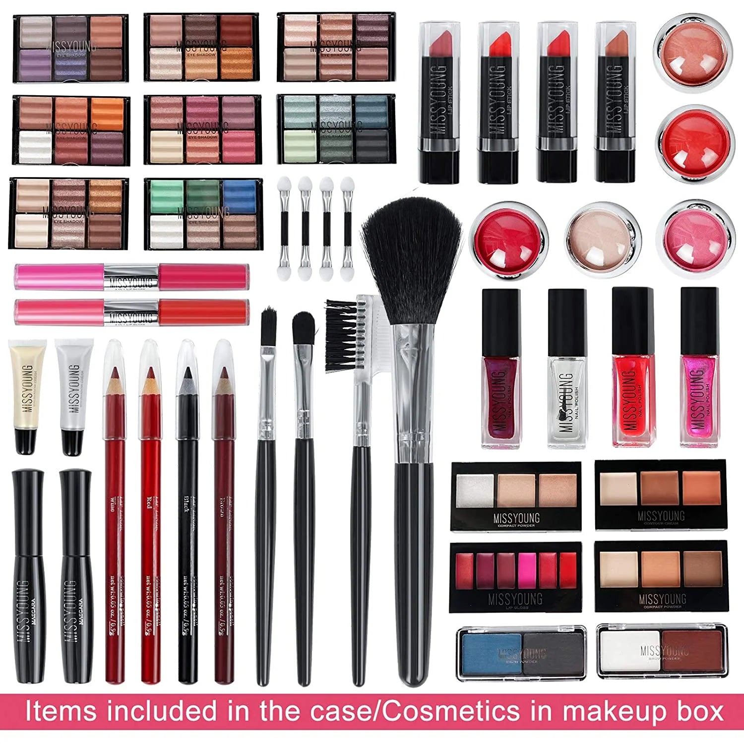 Makeup Kit with Eyeshadow Palette Lipstick Blush Foundation Concealer Face Powder Mascara Lipgloss Brush Q383