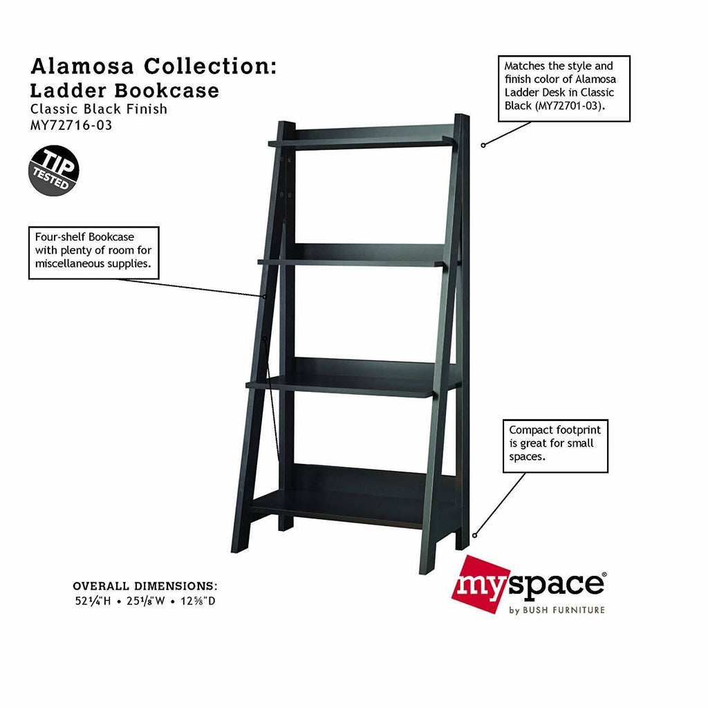 Classic Black Ladder Bookcase V168