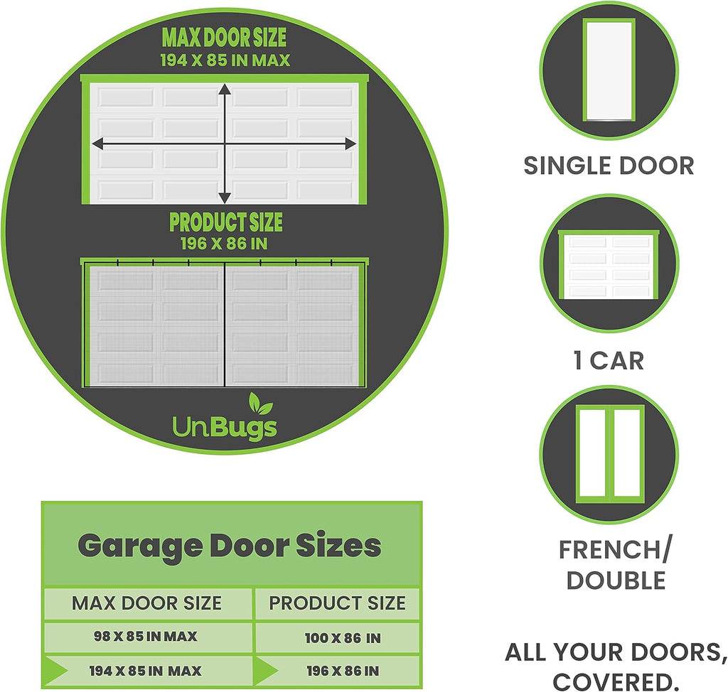 Fiberglass Mesh Magnetic Screen Door for 2 Car Garage U665017