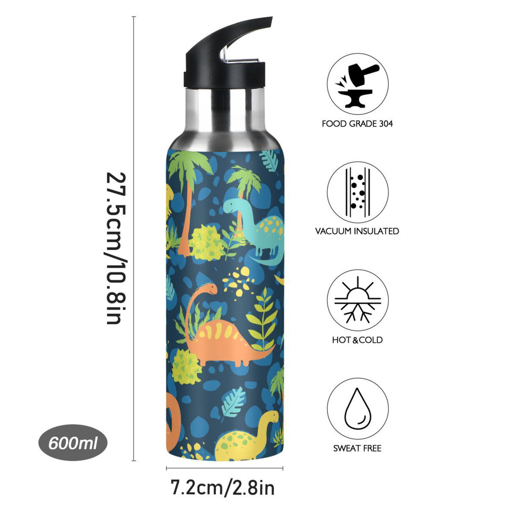 Stainless Steel Insulated Thermos Vacuum Flask Water Bottle with Straw Lid K314724