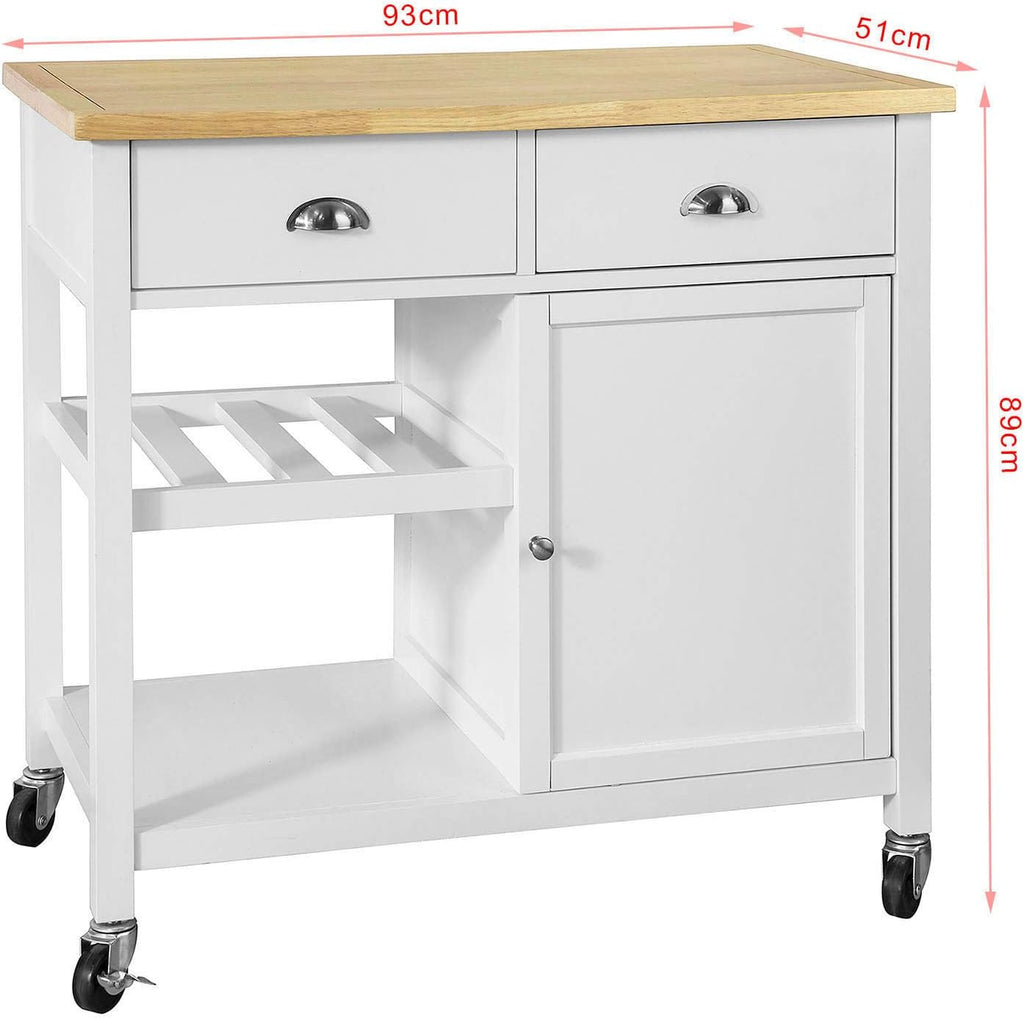 Kitchen Cart with Rubber Wood Top and Wide Drawer P9245