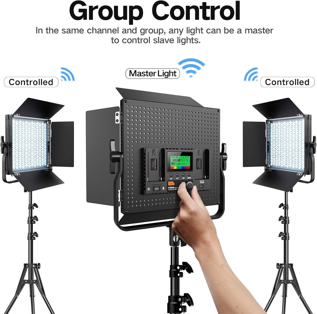 RGB LED Video Lighting Kit, 45W, 2600K-10000K, with U Bracket and Barn Door S94410