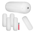 4 Pack Large 10x28 White Ribbed Boat Fenders with Center Hole Z312
