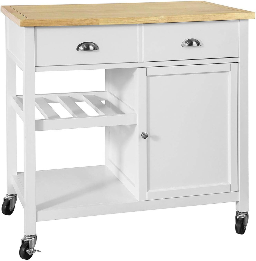 Kitchen Cart with Rubber Wood Top and Wide Drawer P9245