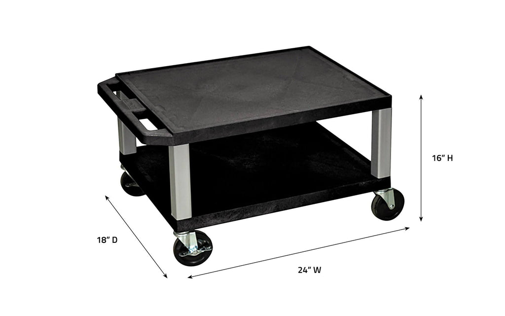 Black 2 Shelf AV Cart V8699