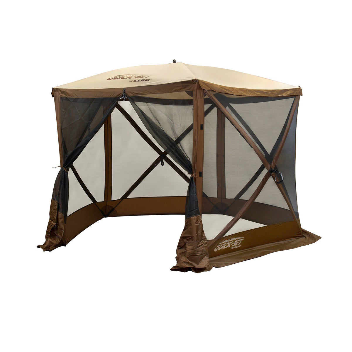 Brown Portable Canopy Shelter with Quick Set Wind & Sun Panels W39053
