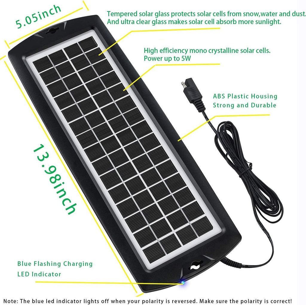5W 12V Solar Car Battery Trickle Charger Maintainer J570