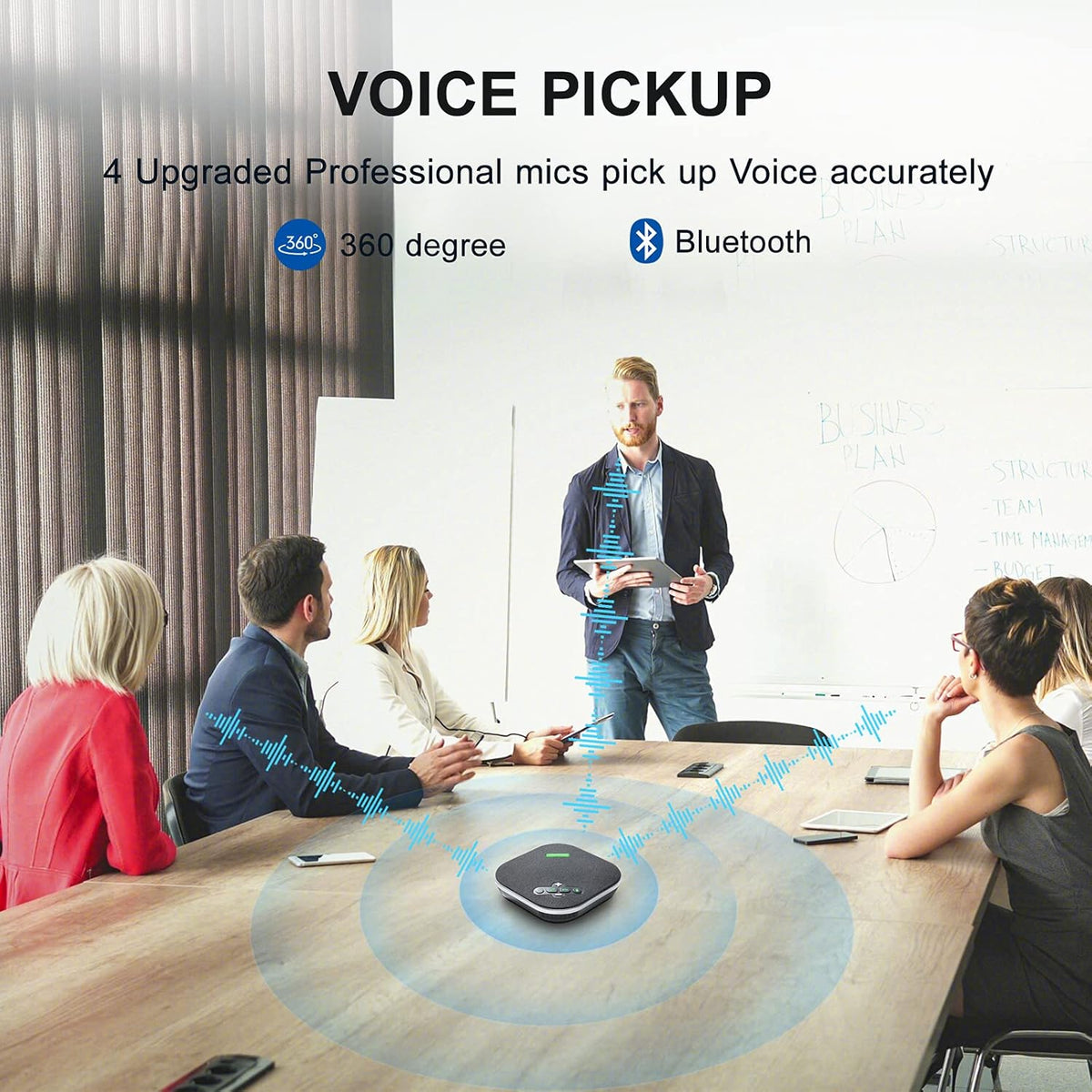 Bluetooth Speakerphone Conference Microphone with Daisy Chain Wireless Speakers P905886