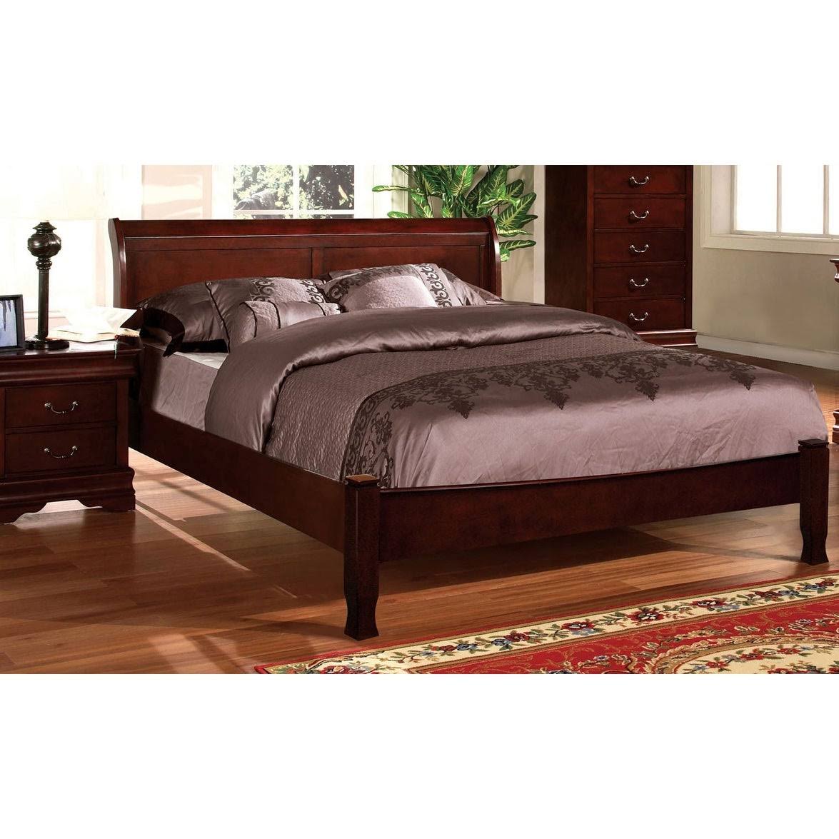 Cherry Red Paneled Platform Bed Twin U875696