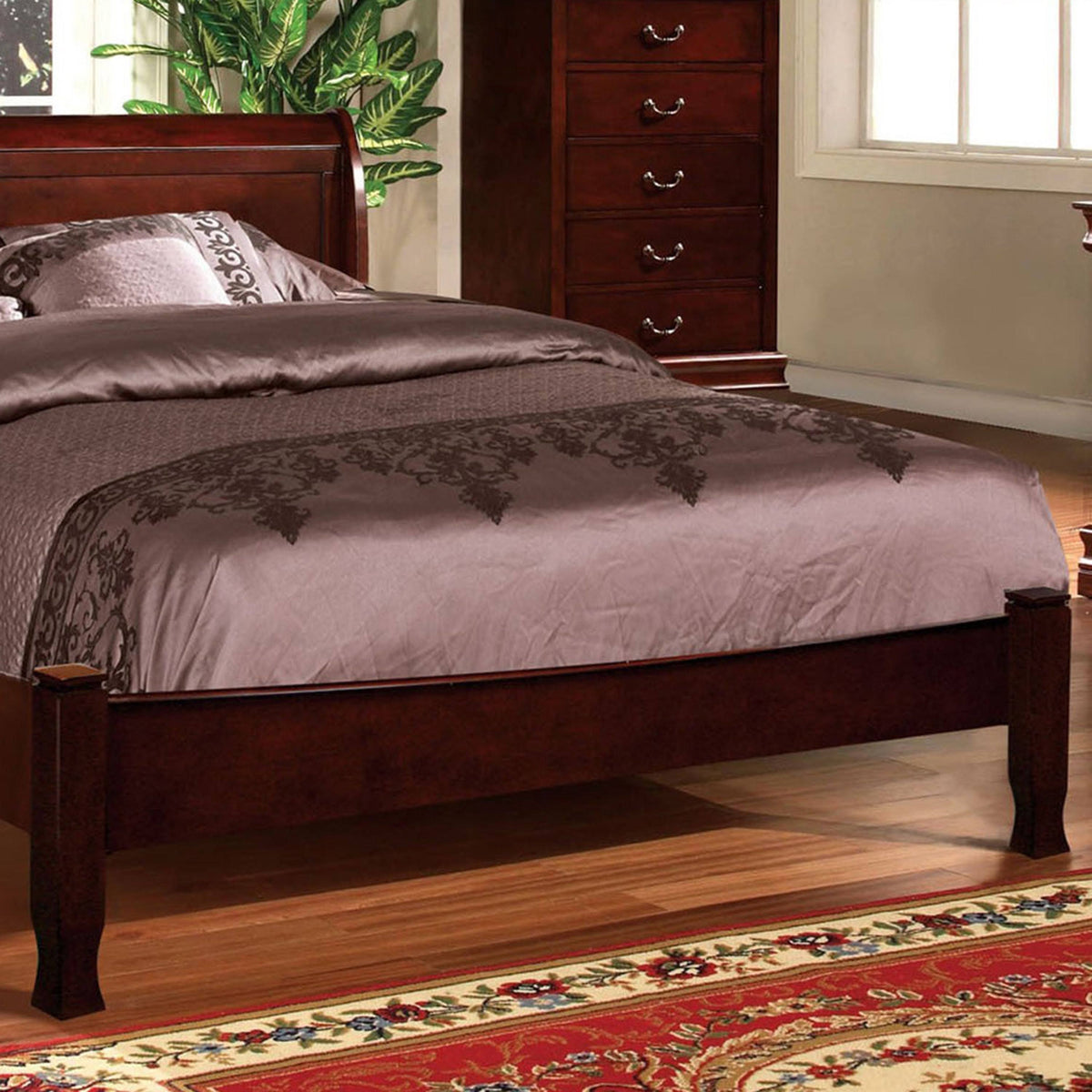 Cherry Red Paneled Platform Bed Twin U875696