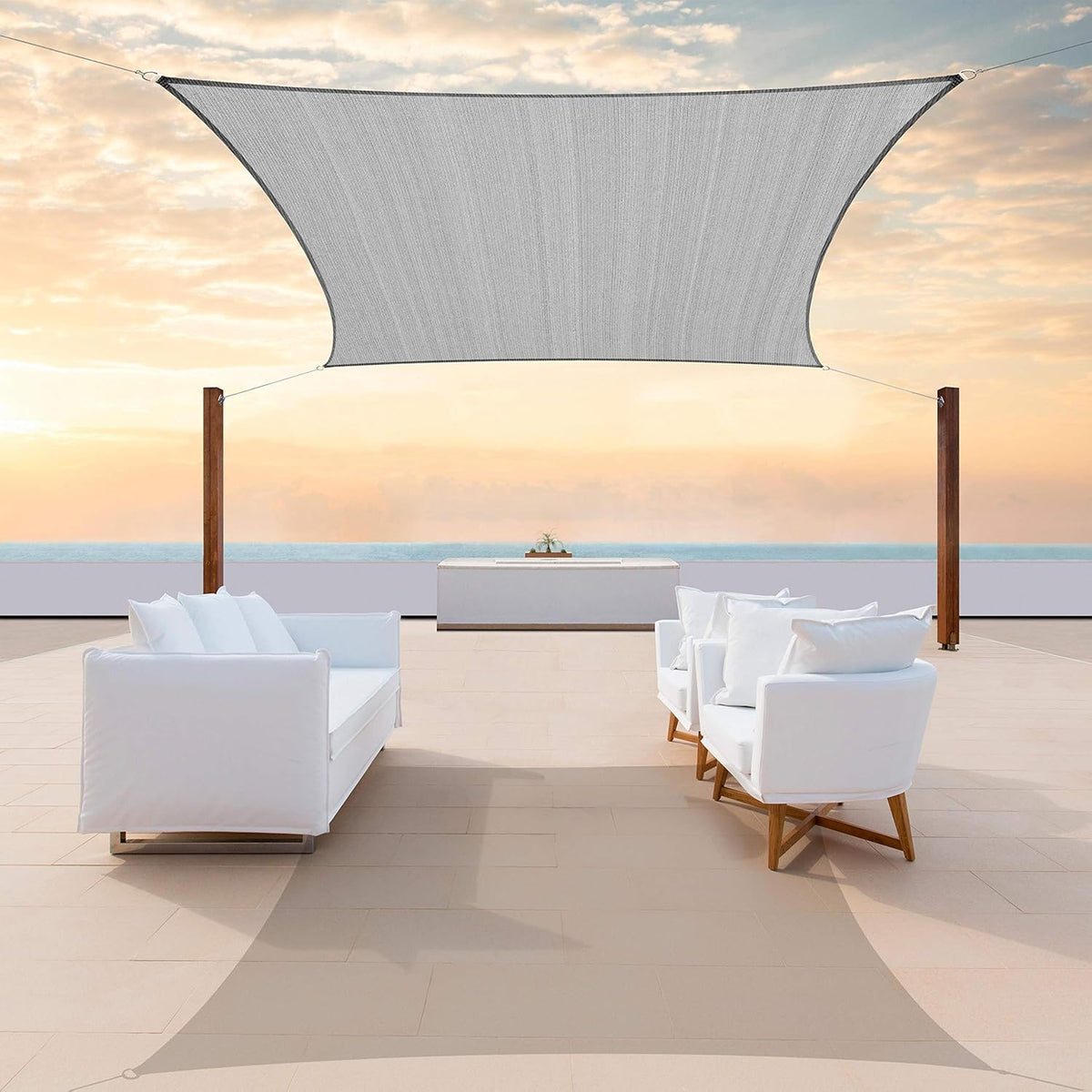 Turquoise Sun Shade Sail Rectangle Pergola Canopy Patio Pack of 2 H32616