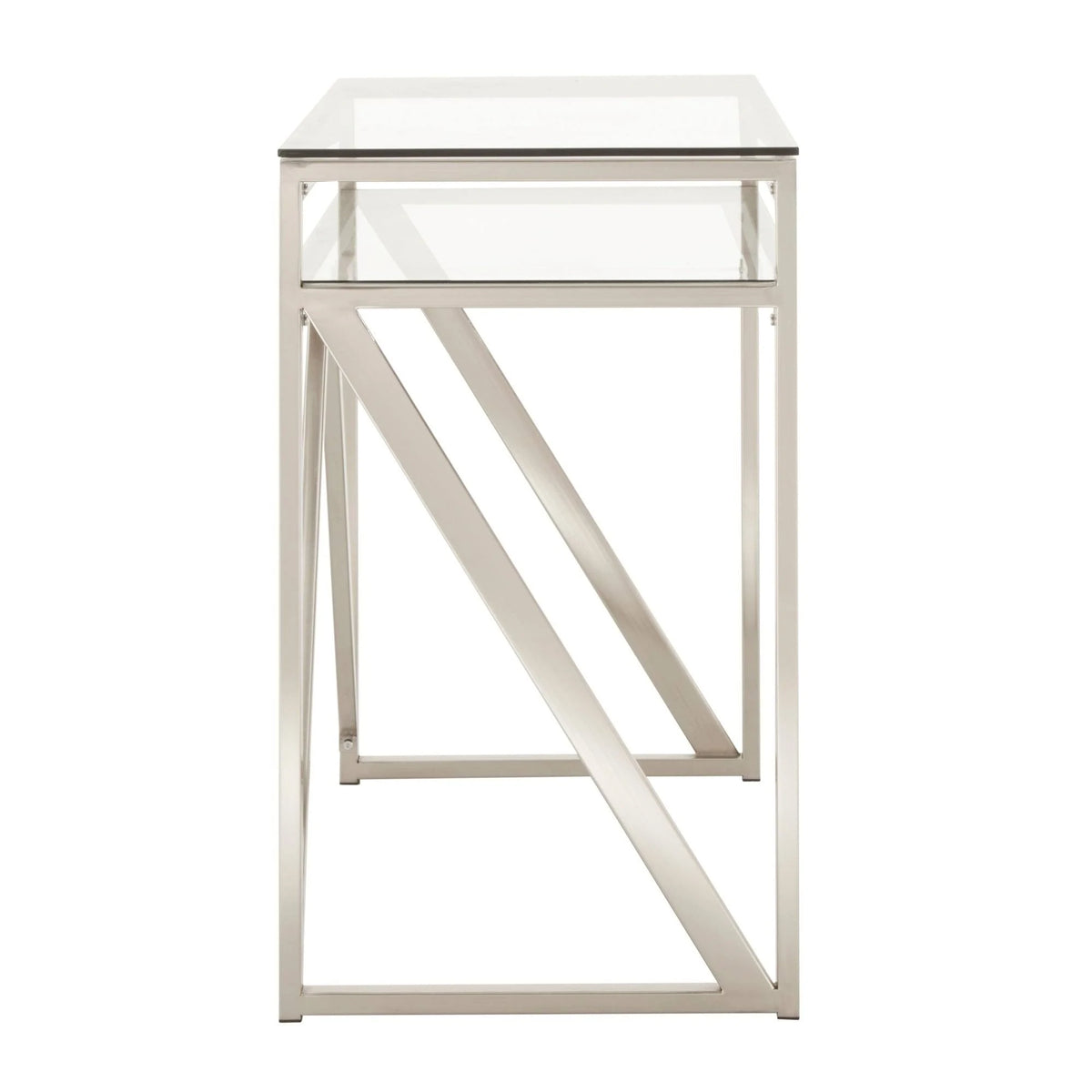 Brushed Nickel Glass Sofa Table S380