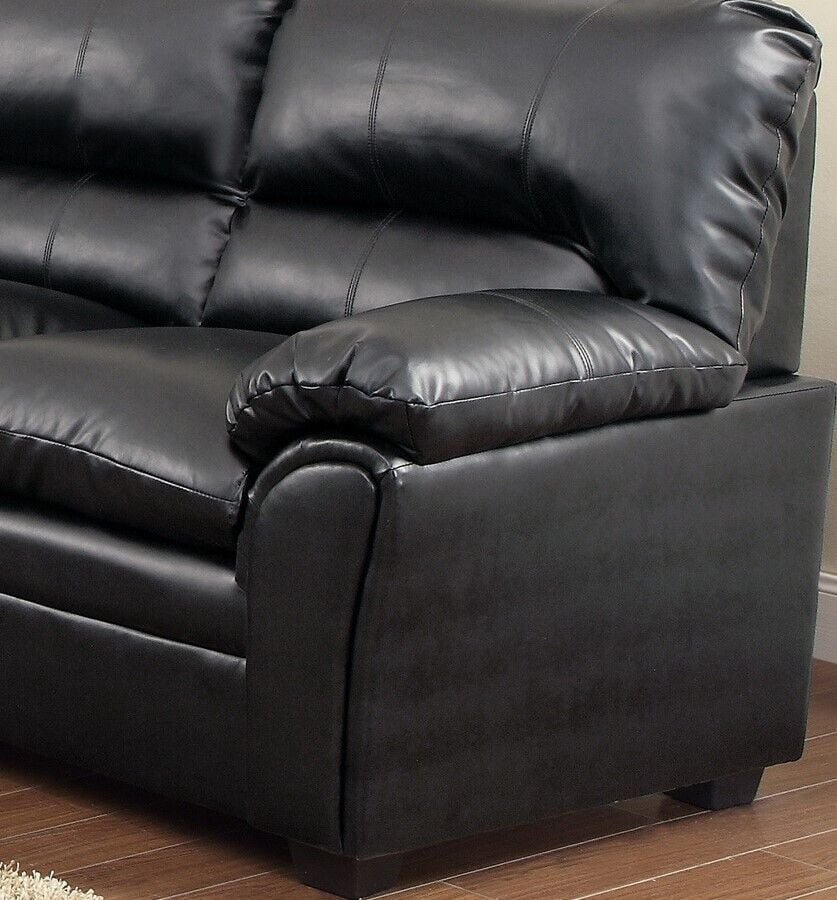 Black 2pc Faux Leather Sofa Loveseat Set G760460