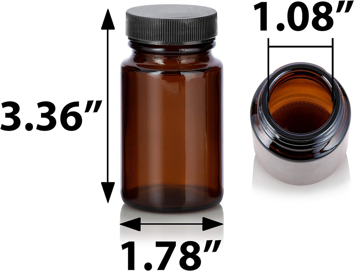Amber Glass Bottle With Black Ribbed Lid (12 Pack) K944710