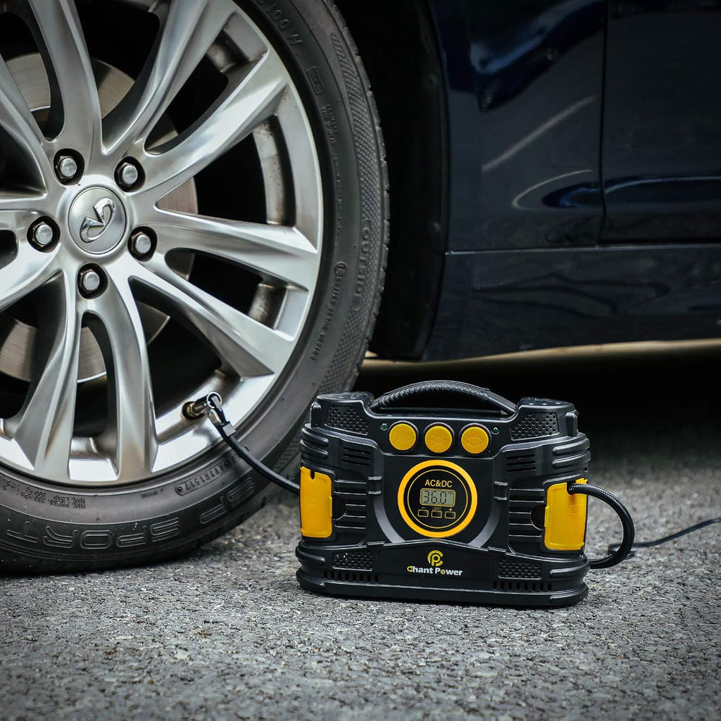Portable 12V DC/120V AC Tire Inflator with Digital Pressure Gauge D385294