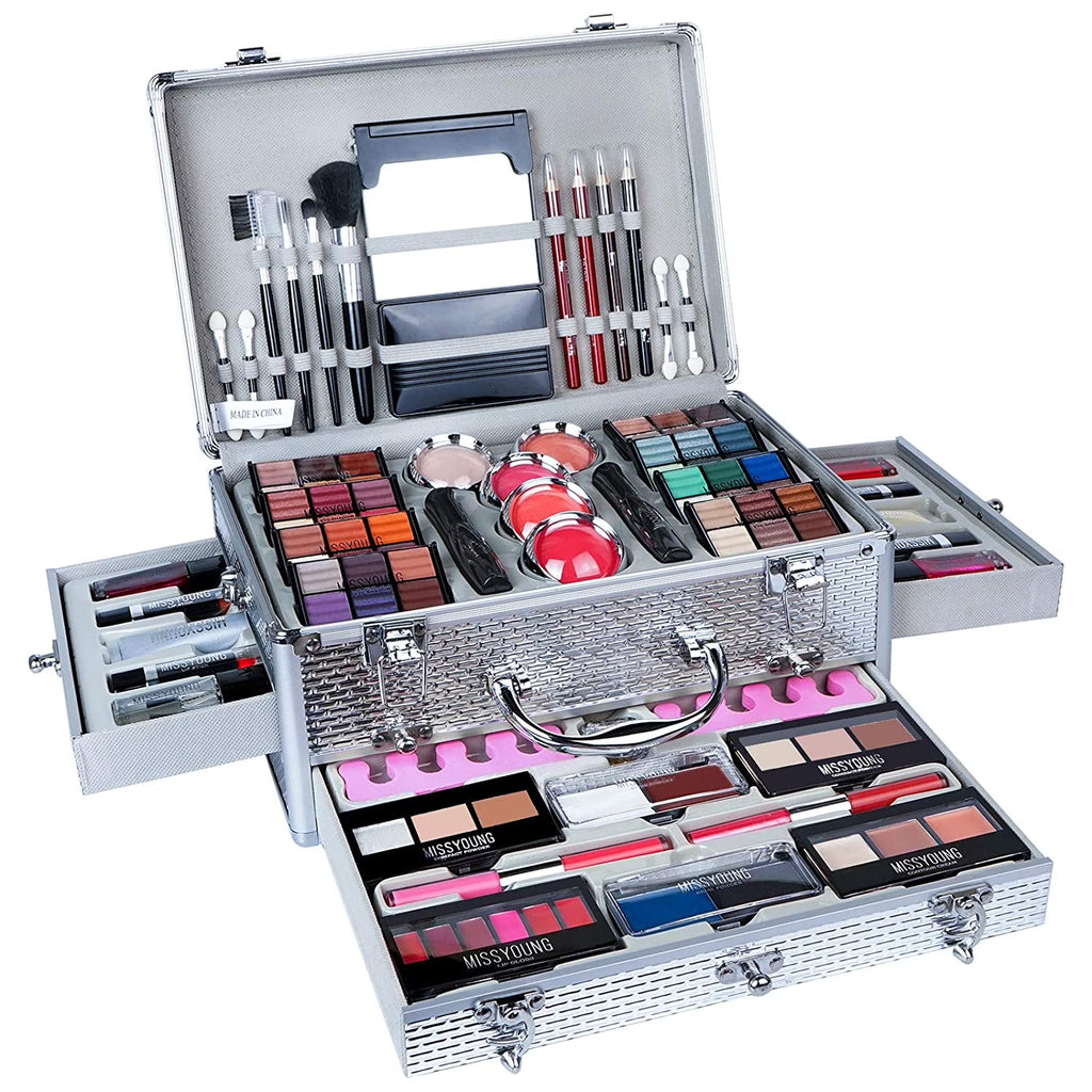 Makeup Kit with Eyeshadow Palette Lipstick Blush Foundation Concealer Face Powder Mascara Lipgloss Brush Q383