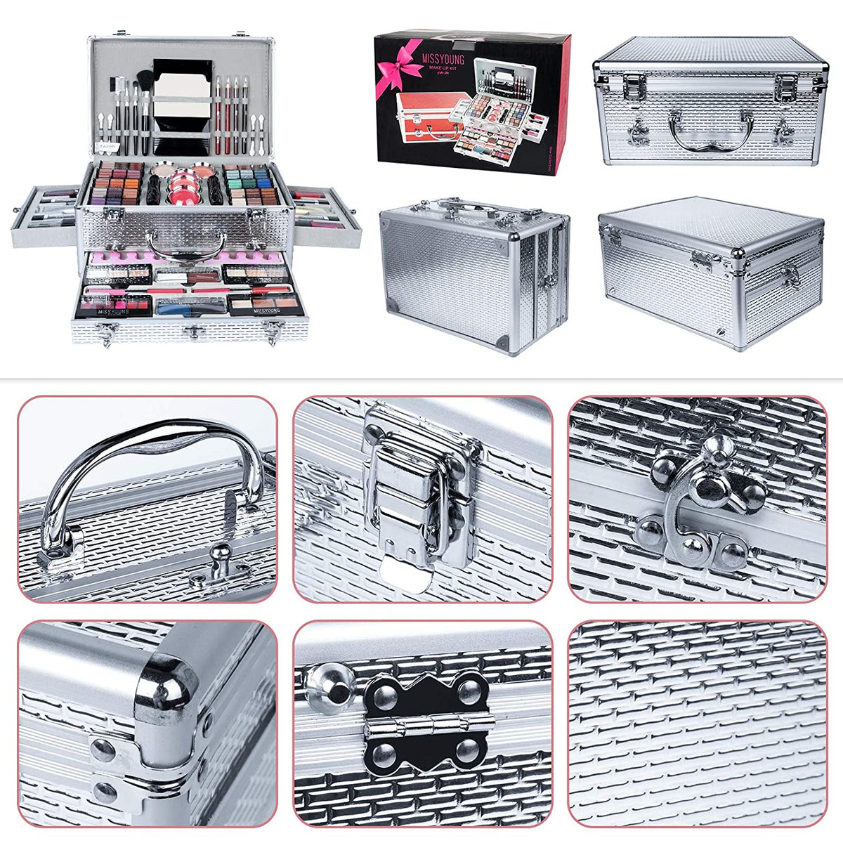 Makeup Kit with Eyeshadow Palette Lipstick Blush Foundation Concealer Face Powder Mascara Lipgloss Brush Q383