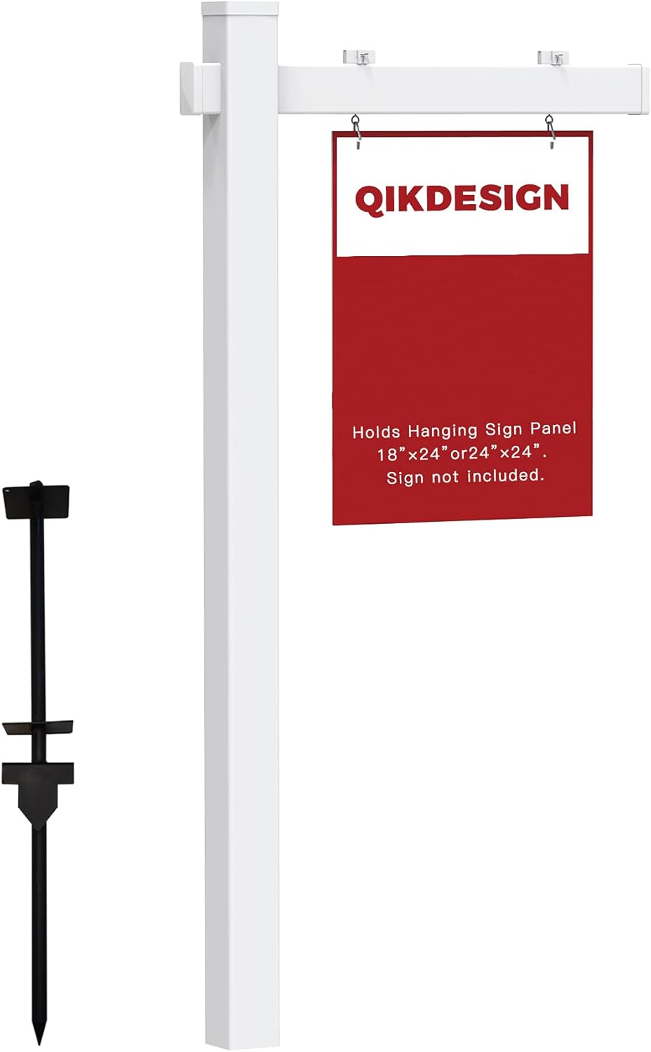 Vinyl PVC Real Estate Sign Post with Flat Cap 6' Tall, 36 Arm Holds Up to 24 Sign, White U492819