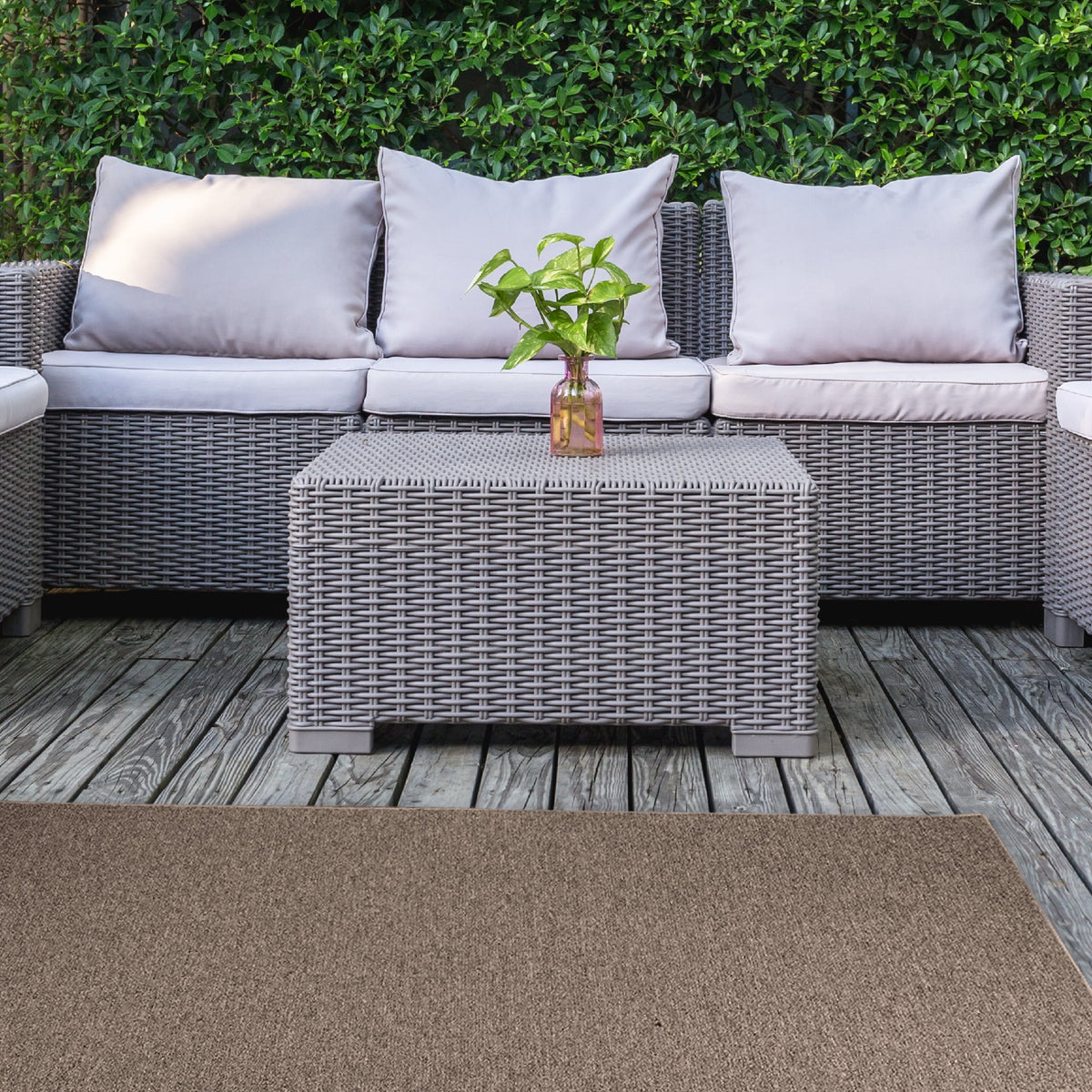 Brown Solid Color Runner Rug, 3' x 46' S53812