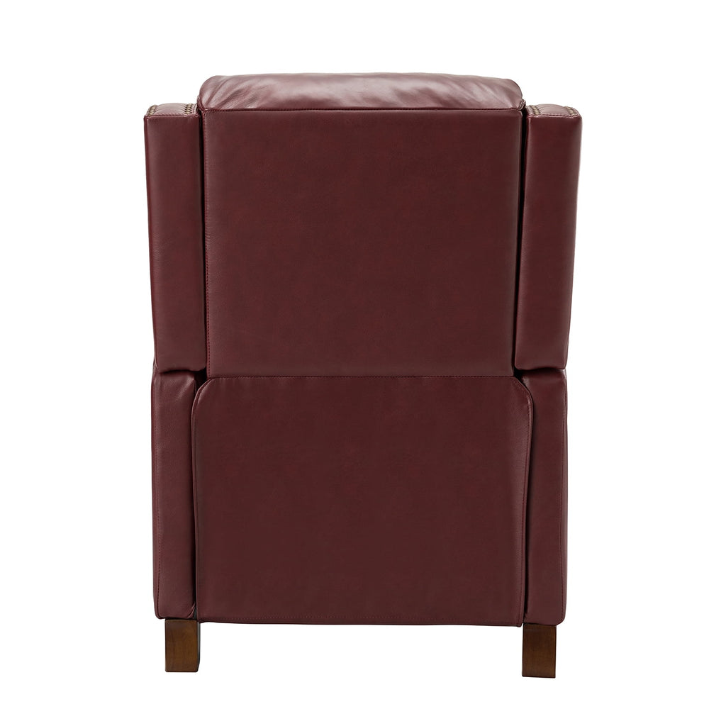 Burgundy Leather Recliner Chair with Wooden Legs A8273