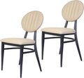 2 Set Dining Side Chairs with Wooden Seat and Metal Legs L982