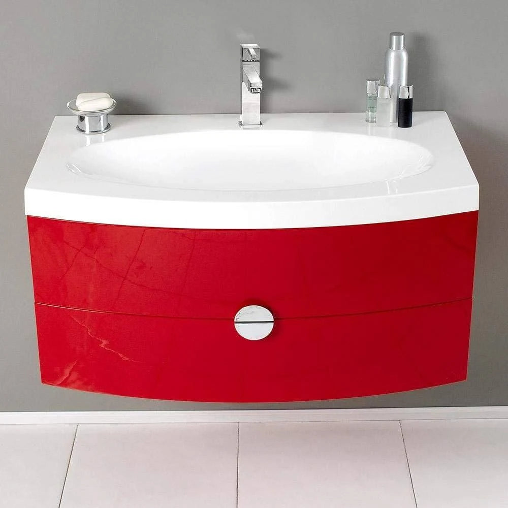 Orange Modern Bathroom Cabinet with Integrated Sink N421