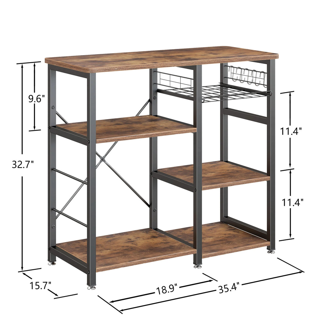 Vintage Brown 3-Tier Baker's Rack with Storage S4974
