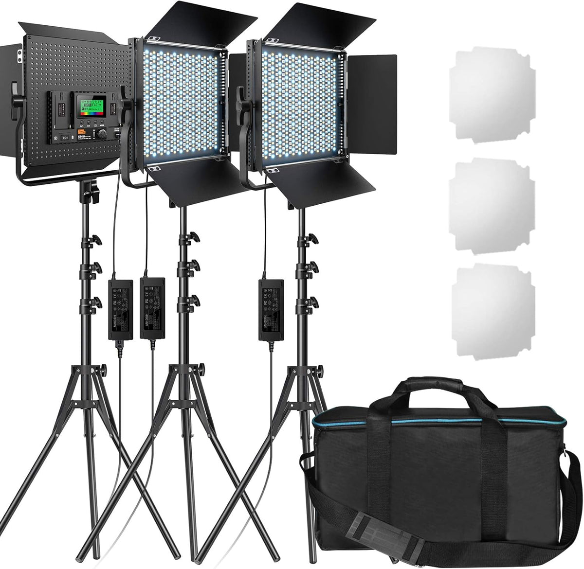 RGB LED Video Lighting Kit, 45W, 2600K-10000K, with U Bracket and Barn Door S94410