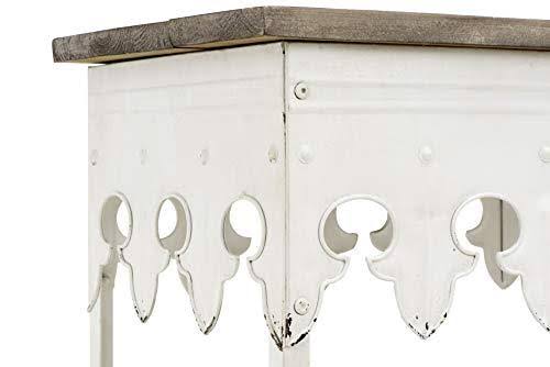 Antiqued White Metal Table with Wood Top R53482